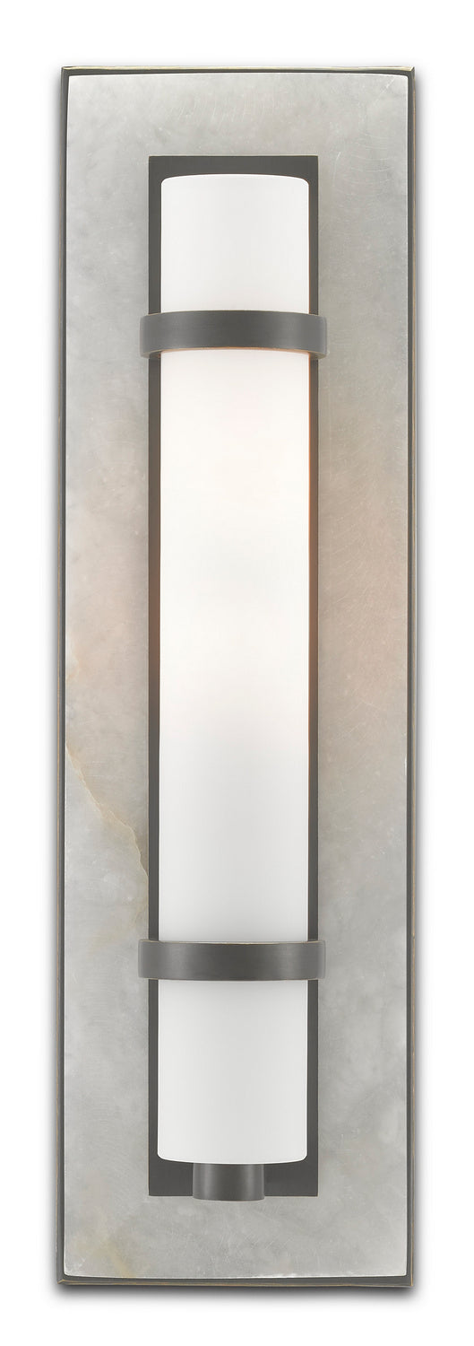 Currey and Company 5800-0018 One Light Wall Sconce, Natural Alabaster/Oil Rubbed Bronze/Opaque/White Finish-LightingWellCo