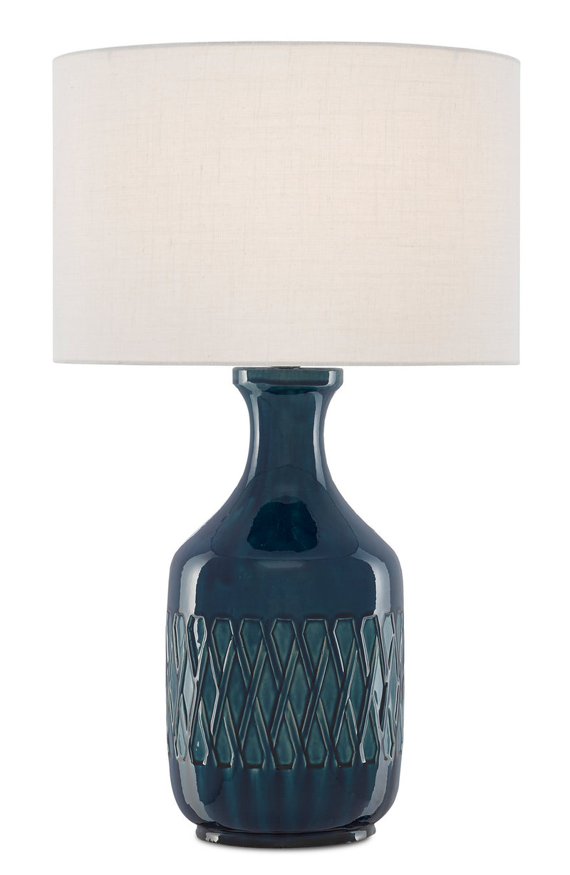 Currey and Company 6000-0515 One Light Table Lamp, Ocean Blue Finish-LightingWellCo