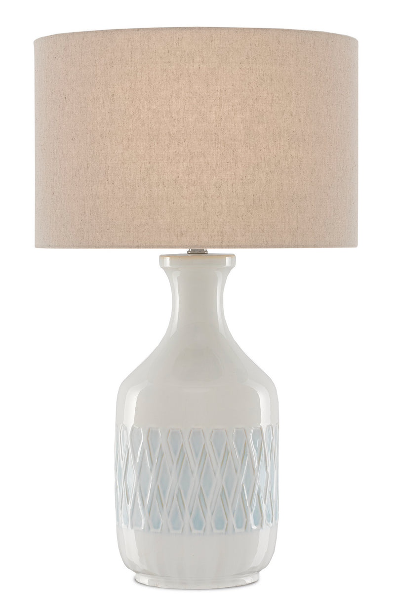 Currey and Company 6000-0516 One Light Table Lamp, White/Sky Blue Finish-LightingWellCo