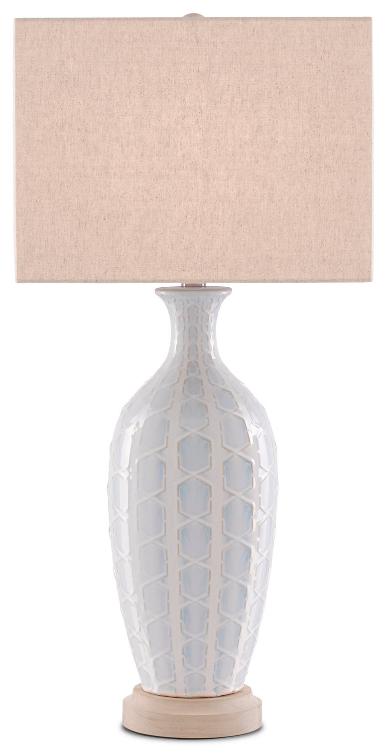 Currey and Company 6000-0517 One Light Table Lamp, Sky Blue/Cream Finish-LightingWellCo