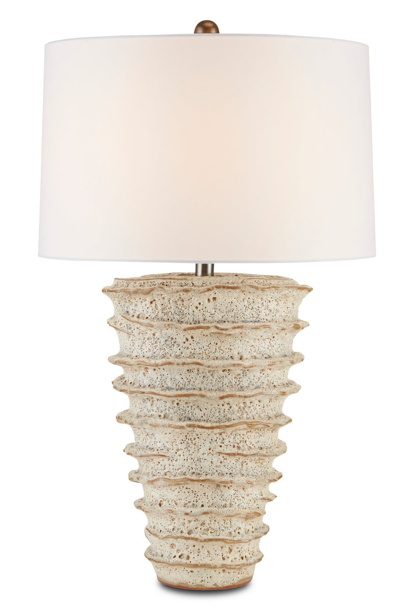 Currey and Company 6000-0686 One Light Table Lamp, White Moss Finish-LightingWellCo