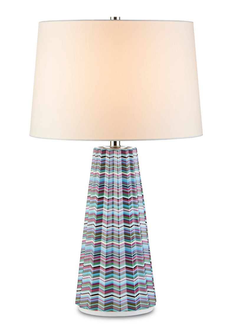 Currey and Company 6000-0710 One Light Table Lamp, Blue/Red/White/Green/Black/Polished Nickel Finish-LightingWellCo