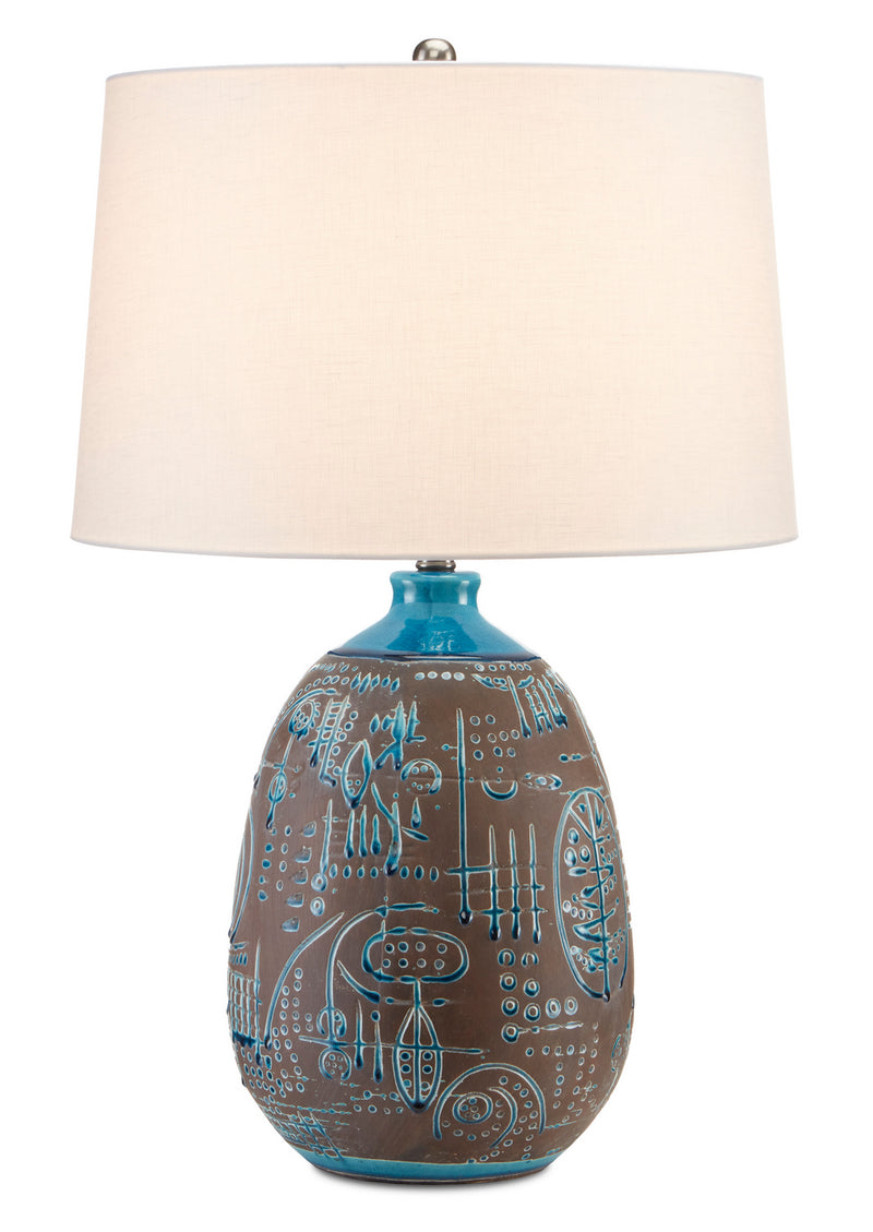 Currey and Company 6000-0712 One Light Table Lamp, Antique Brown/Aged Blue/Antique Nickel Finish-LightingWellCo