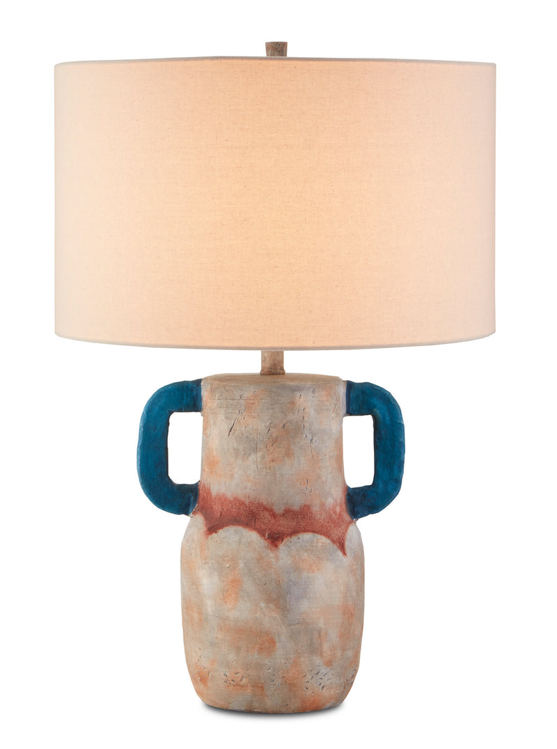 Currey and Company 6000-0713 One Light Table Lamp, Sand/Teal/Red Finish-LightingWellCo