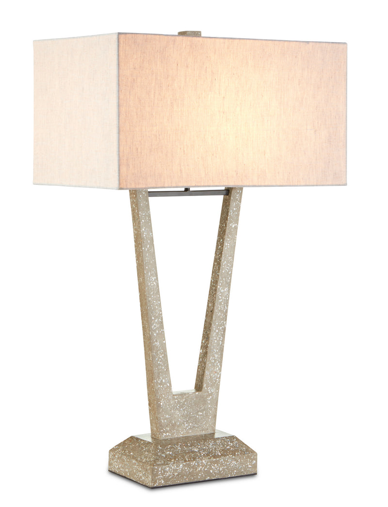 Currey and Company 6000-0737 One Light Table Lamp, Concrete/Shell/Gray Finish-LightingWellCo