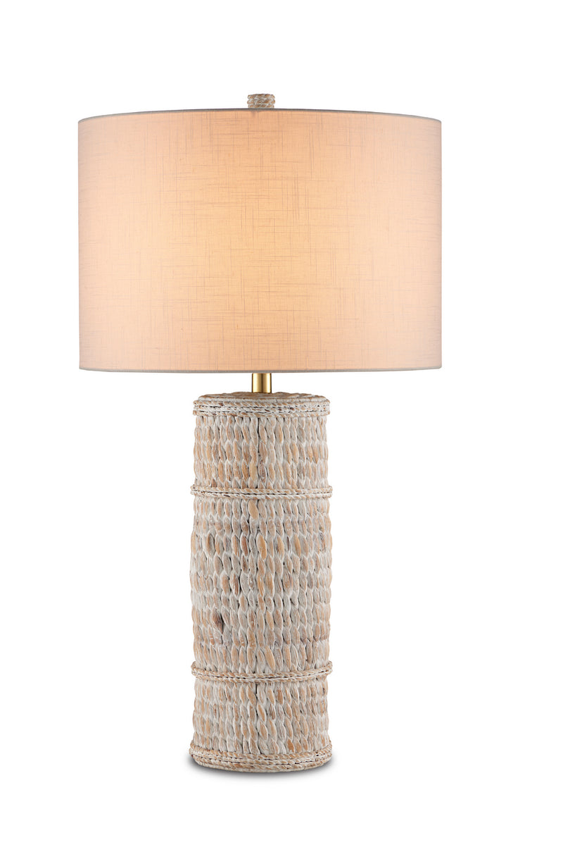 Currey and Company 6000-0754 One Light Table Lamp, Whitewashed Water Hyacinth Finish-LightingWellCo