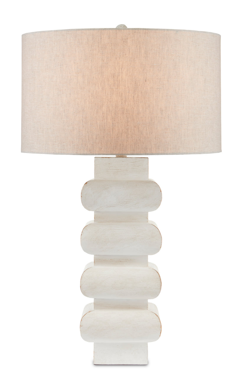 Currey and Company 6000-0769 One Light Table Lamp, Whitewash/Antique Nickel Finish-LightingWellCo