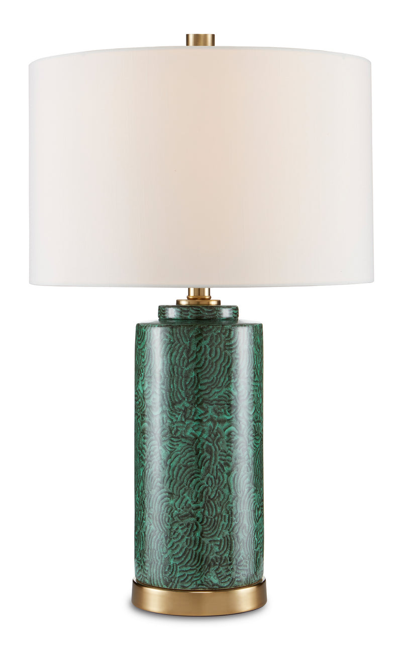 Currey and Company 6000-0771 One Light Table Lamp, Green/Brass Finish-LightingWellCo
