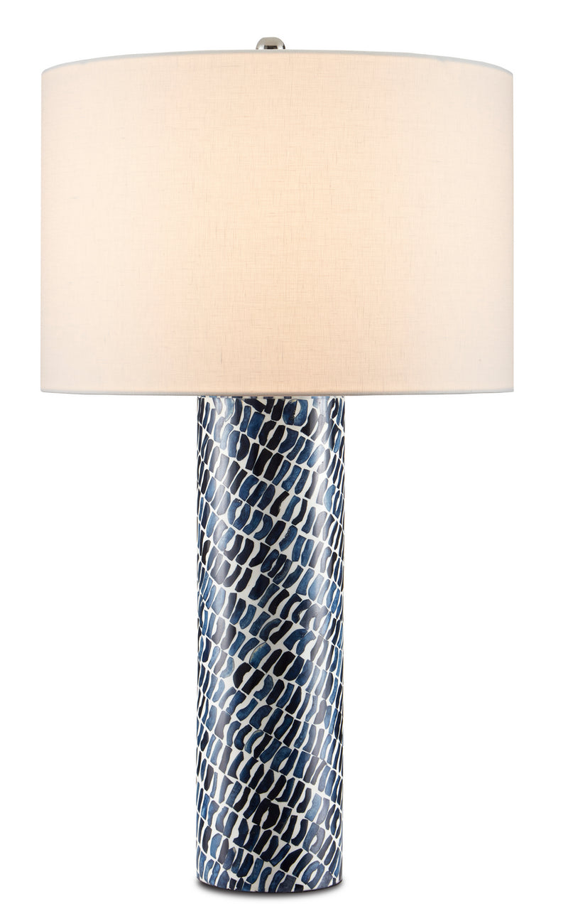 Currey and Company 6000-0772 One Light Table Lamp, Blue/White Finish-LightingWellCo
