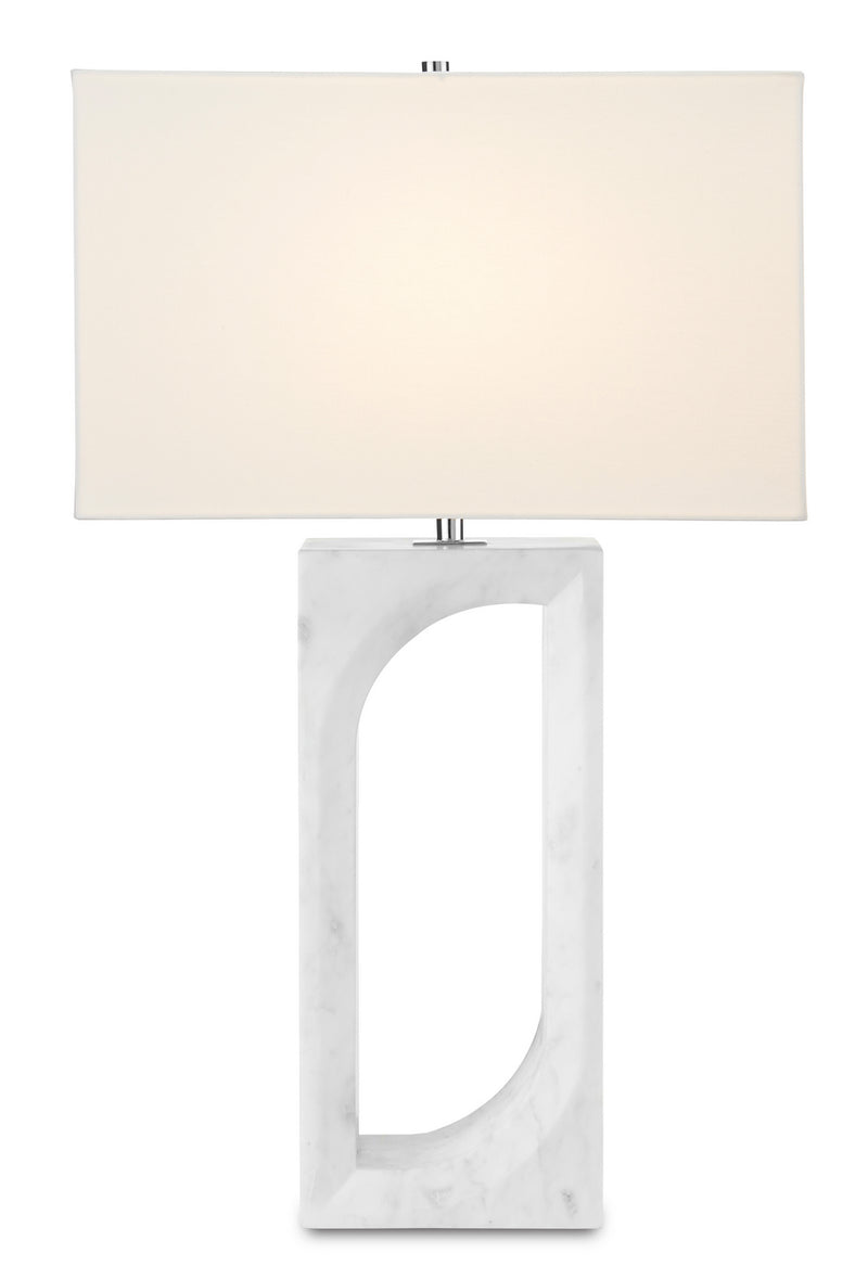 Currey and Company 6000-0775 One Light Table Lamp, White Marble Finish-LightingWellCo