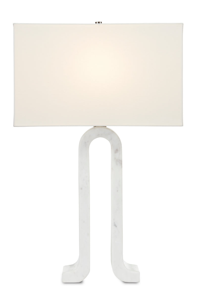 Currey and Company 6000-0776 One Light Table Lamp, White Marble Finish-LightingWellCo