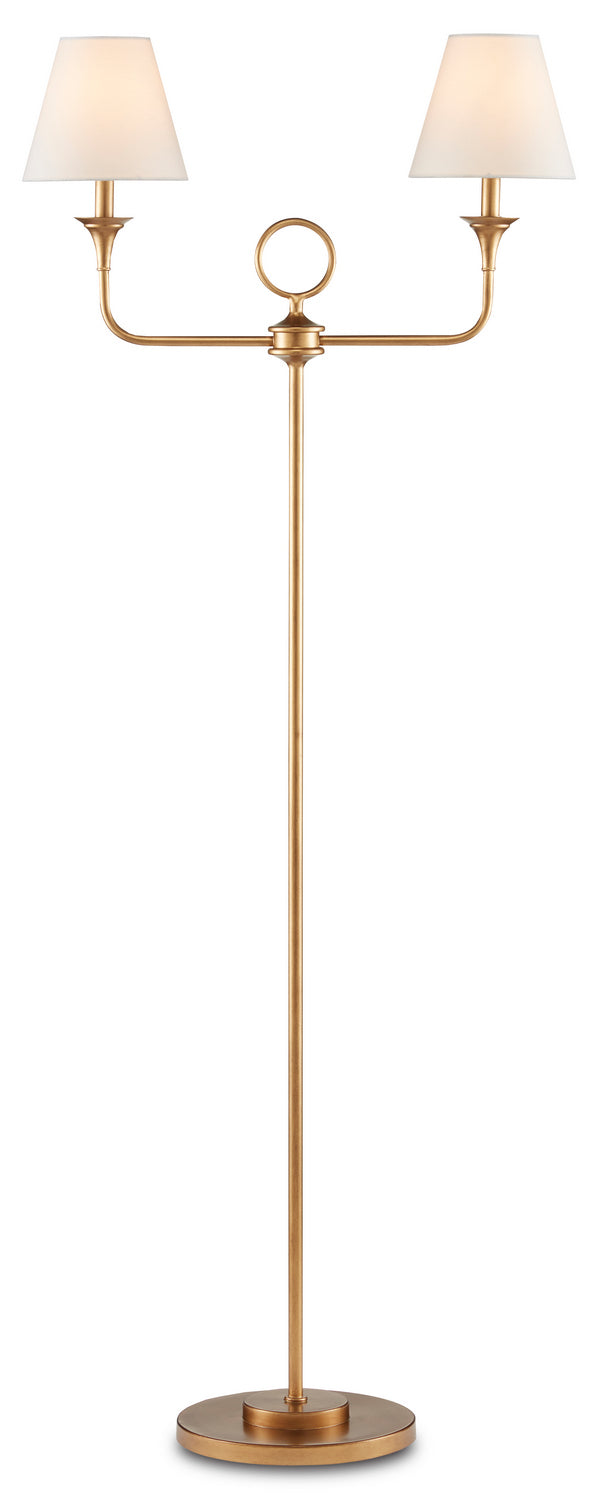 Currey and Company 8000-0109 Two Light Floor Lamp, Brass Finish-LightingWellCo