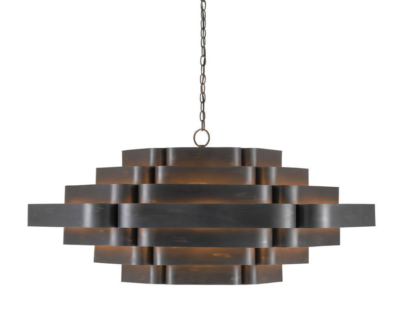 Currey and Company 9000-0775 Six Light Chandelier, French Black/Contemporary Gold Leaf Finish-LightingWellCo