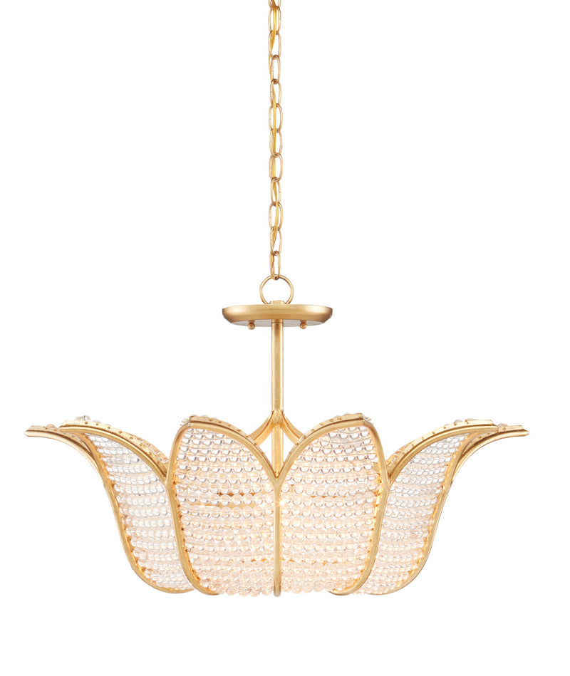 Currey and Company 9000-0776 Three Light Chandelier, Contemporary Gold Leaf/Clear Finish-LightingWellCo