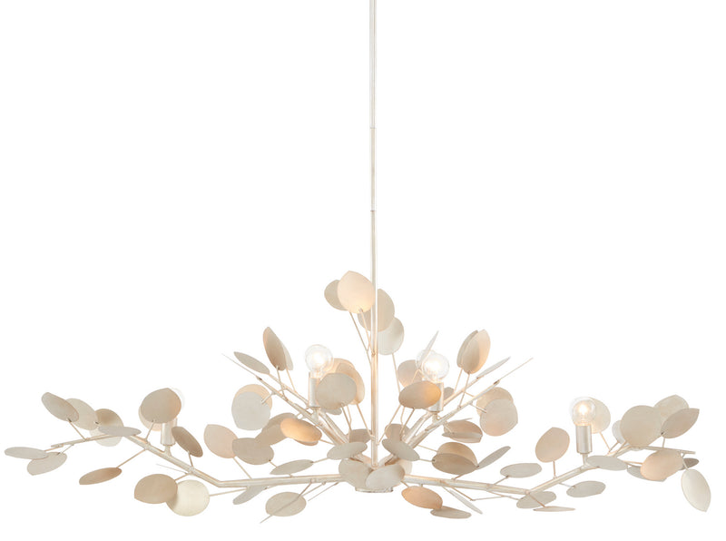 Currey and Company 9000-0816 Six Light Chandelier, Contemporary Silver Leaf Finish-LightingWellCo