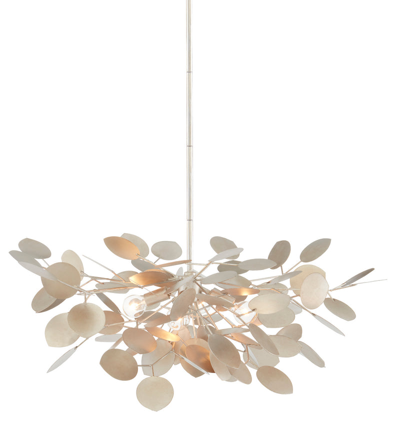 Currey and Company 9000-0818 Four Light Chandelier, Contemporary Silver Leaf Finish-LightingWellCo