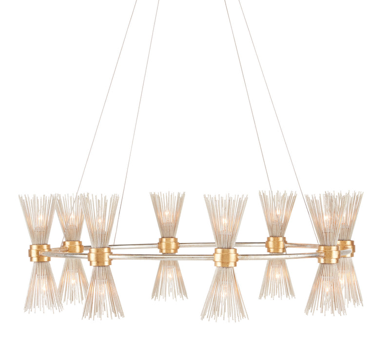 Currey and Company 9000-0842 16 Light Chandelier, Contemporary Gold Leaf/Contemporary Silver Leaf Finish-LightingWellCo