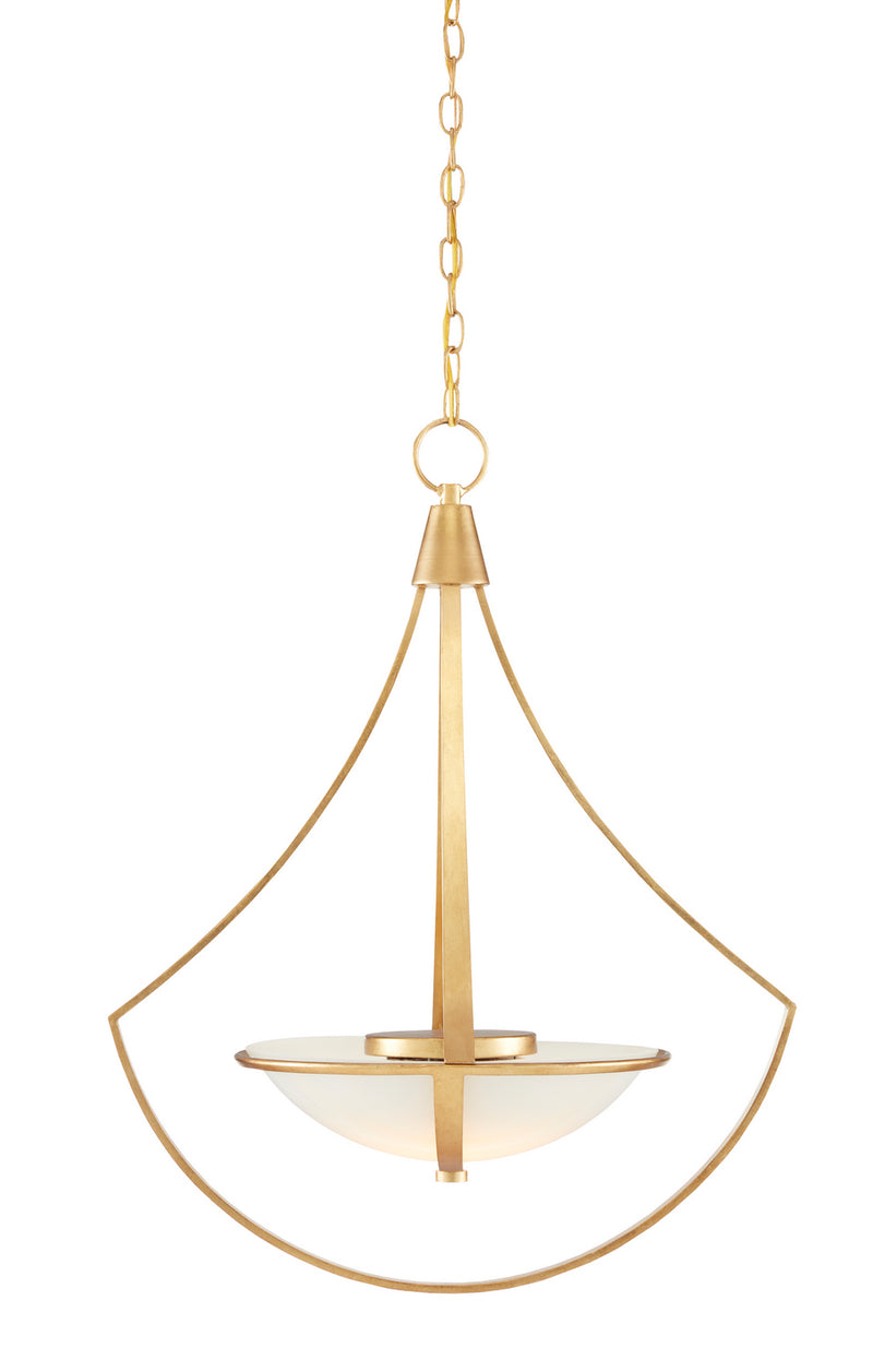 Currey and Company 9000-0861 One Light Chandelier, Contemporary Gold Leaf Finish-LightingWellCo
