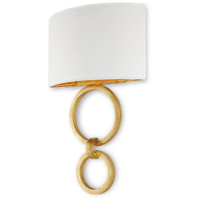 Currey and Company 5900-0048 One Light Wall Sconce, Gesso White/Gold Leaf Finish-LightingWellCo