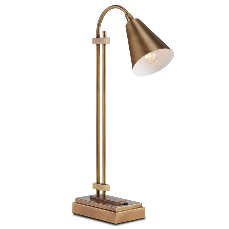 Currey and Company 6000-0782 One Light Desk Lamp, Antique Brass Finish-LightingWellCo