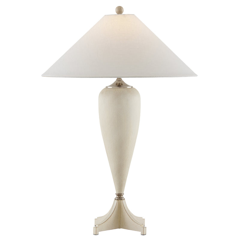 Currey and Company 6000-0792 One Light Table Lamp, Whitewash/Polished Nickel Finish-LightingWellCo