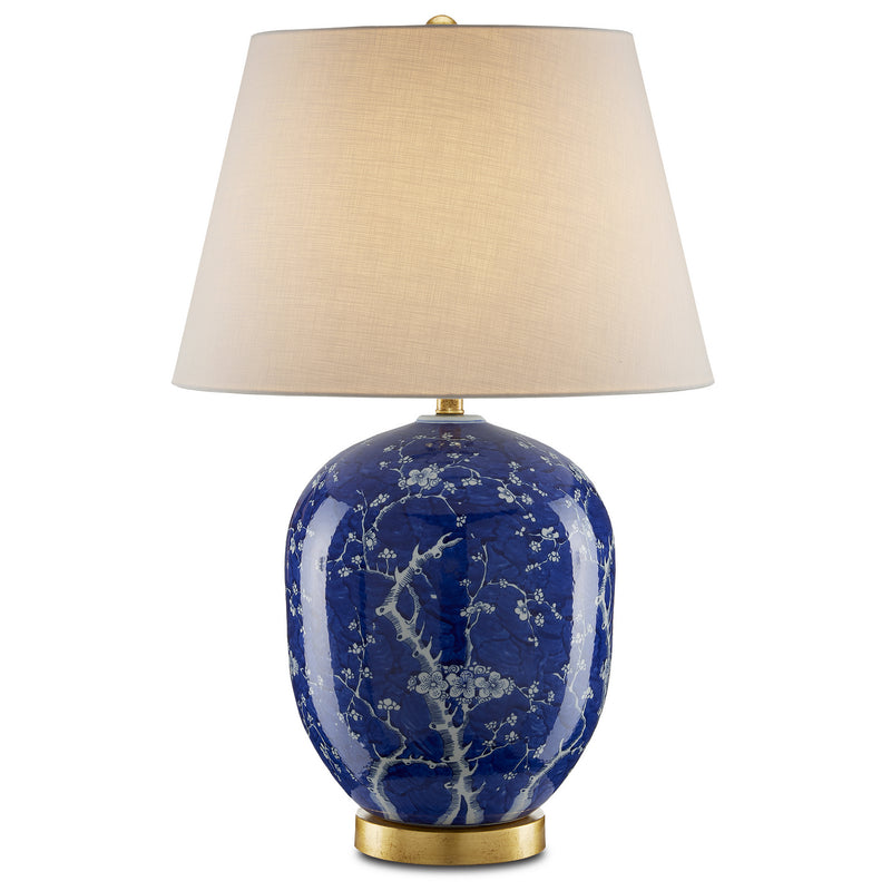 Currey and Company 6000-0793 One Light Table Lamp, Blue/White/Gold Leaf Finish-LightingWellCo