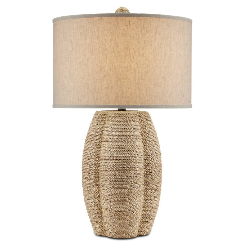 Currey and Company 6000-0797 One Light Table Lamp, Natural Abaca Rope/Satin Black Finish-LightingWellCo