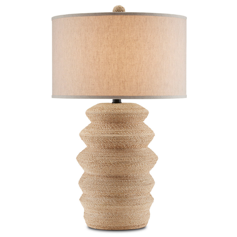 Currey and Company 6000-0798 One Light Table Lamp, Natural Abaca Rope/Satin Black Finish-LightingWellCo