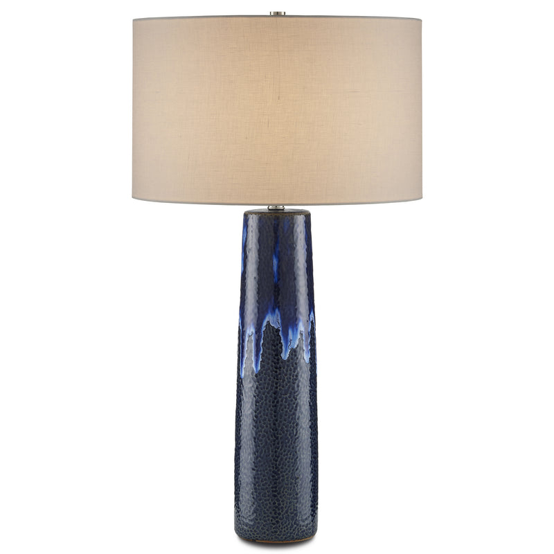 Currey and Company 6000-0801 One Light Table Lamp, Reactive Blue Finish-LightingWellCo