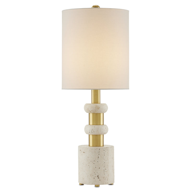 Currey and Company 6000-0809 One Light Table Lamp, Beige/Antique Brass Finish-LightingWellCo
