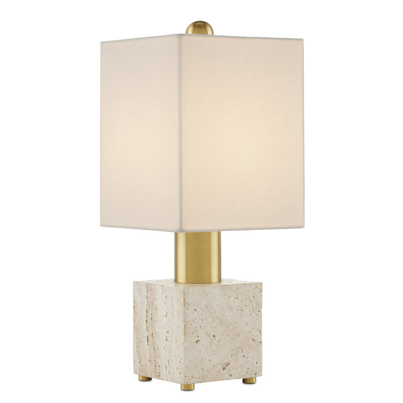 Currey and Company 6000-0810 One Light Table Lamp, Beige/Antique Brass Finish-LightingWellCo