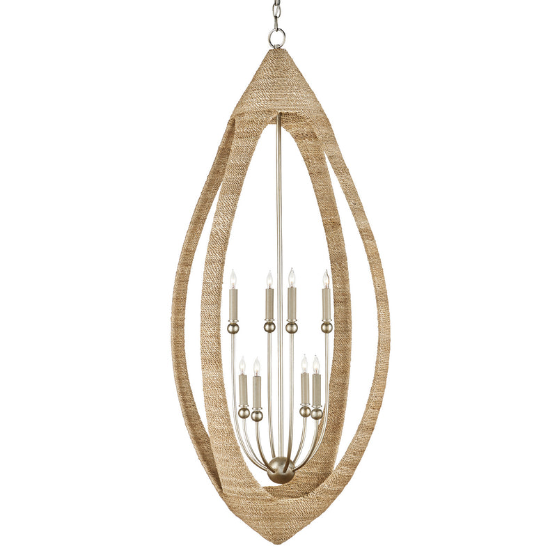 Currey and Company 9000-0836 Eight Light Chandelier, Silver Leaf/Smokewood/Natural Rope Finish-LightingWellCo