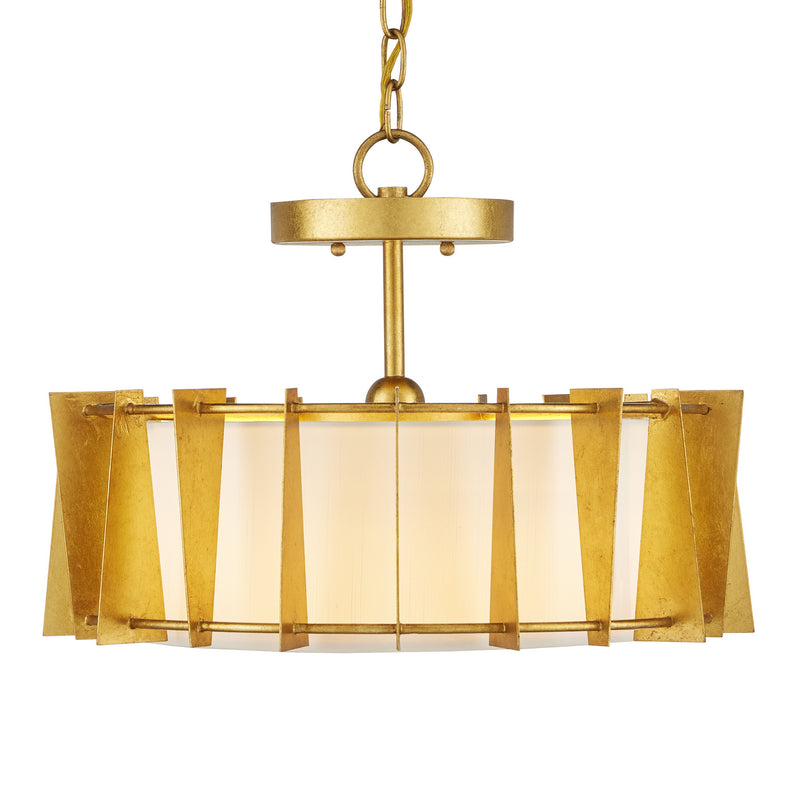 Currey and Company 9000-0860 One Light Semi-Flush Mount, Gold Leaf Finish-LightingWellCo