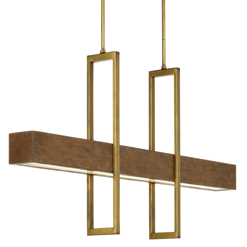 Currey and Company 9000-0929 LED Linear Chandelier, Chestnut/Brass Finish-LightingWellCo