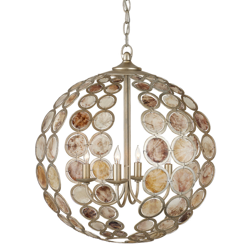 Currey and Company 9000-0935 Four Light Chandelier, Silver Leaf/Natural Finish-LightingWellCo