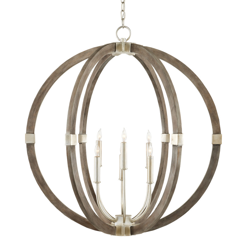 Currey and Company 9000-0941 Six Light Chandelier, Silver Leaf/Chateau Gray Finish-LightingWellCo