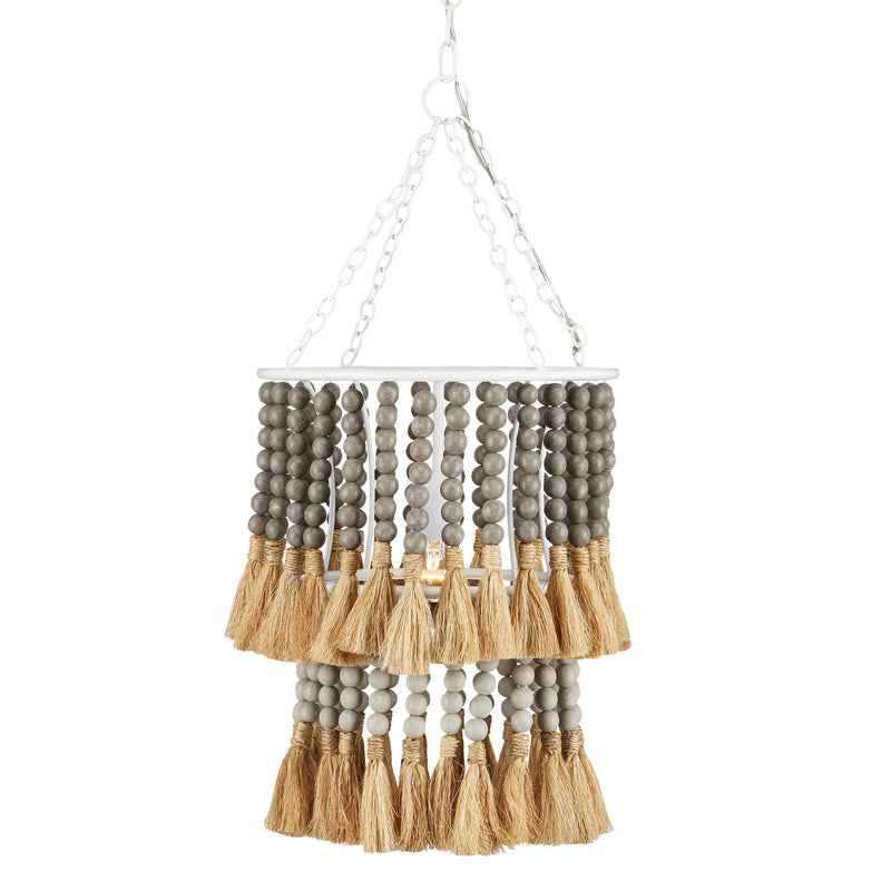 Currey and Company 9000-0958 One Light Pendant, Sugar White/Taupe/Dove Gray/Natural Finish-LightingWellCo
