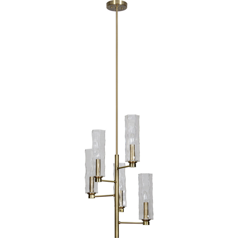 Renwil LPC4406 Five Light Ceiling Fixture, Antique Brushed Brass,Clear, Textured Finish-LightingWellCo