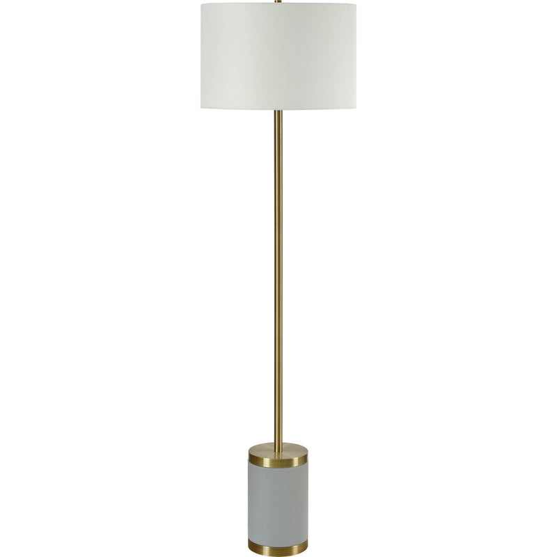 Renwil LPF3125 One Light Floor Lamp, Plated Antique Brushed Brass,Natural Light Grey Finish-LightingWellCo