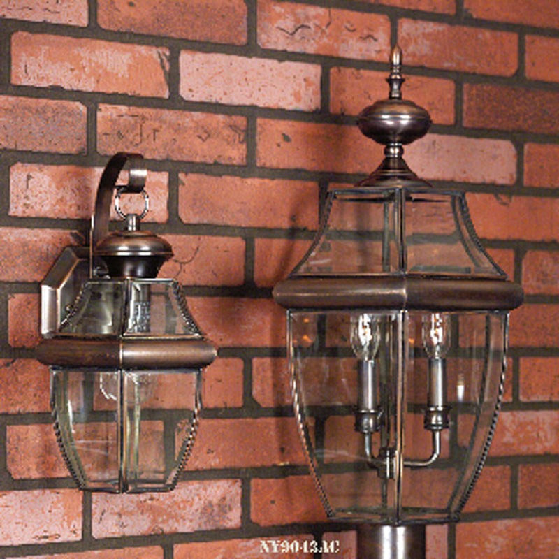 Quoizel NY9043AC Three Light Outdoor Post Lantern, Aged Copper Finish - LightingWellCo