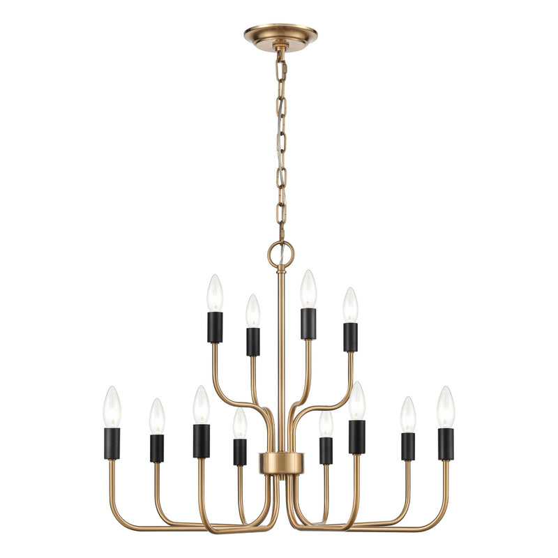 ELK Home H0018-8566 12 Light Chandelier, Aged Brass Finish-LightingWellCo