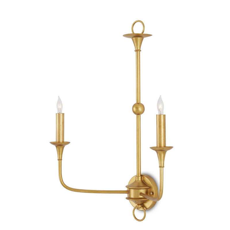 Currey and Company 5000-0214 Two Light Wall Sconce, Contemporary Gold Leaf Finish-LightingWellCo