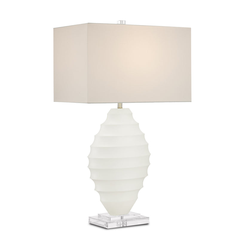 Currey and Company 6000-0815 One Light Table Lamp, White/Clear/Polished Brass Finish-LightingWellCo
