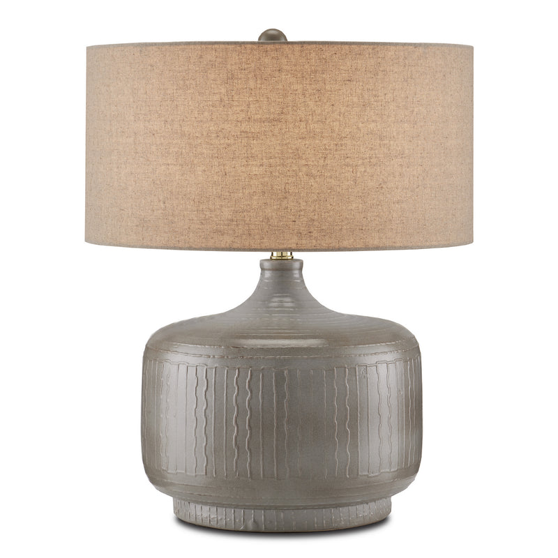 Currey and Company 6000-0818 One Light Table Lamp, Gray/Polished Brass Finish-LightingWellCo