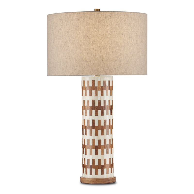 Currey and Company 6000-0824 One Light Table Lamp, White/Natural/Antique Brass Finish-LightingWellCo