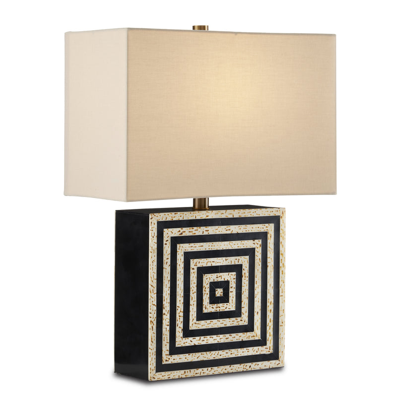 Currey and Company 6000-0825 One Light Table Lamp, Black/Natural/Antique Brass Finish-LightingWellCo