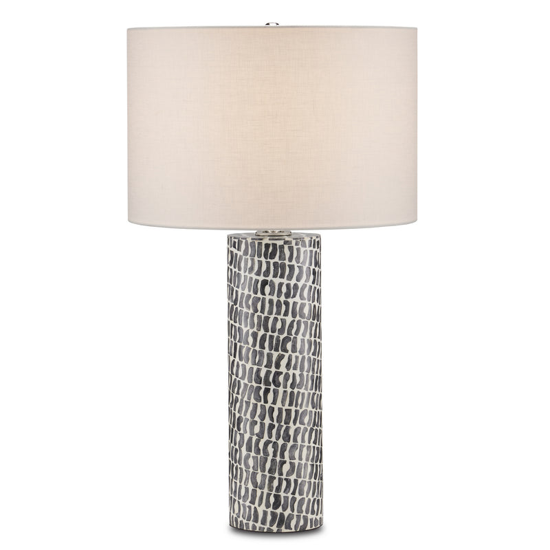 Currey and Company 6000-0826 One Light Table Lamp, Gray/White/Polished Nickel Finish-LightingWellCo