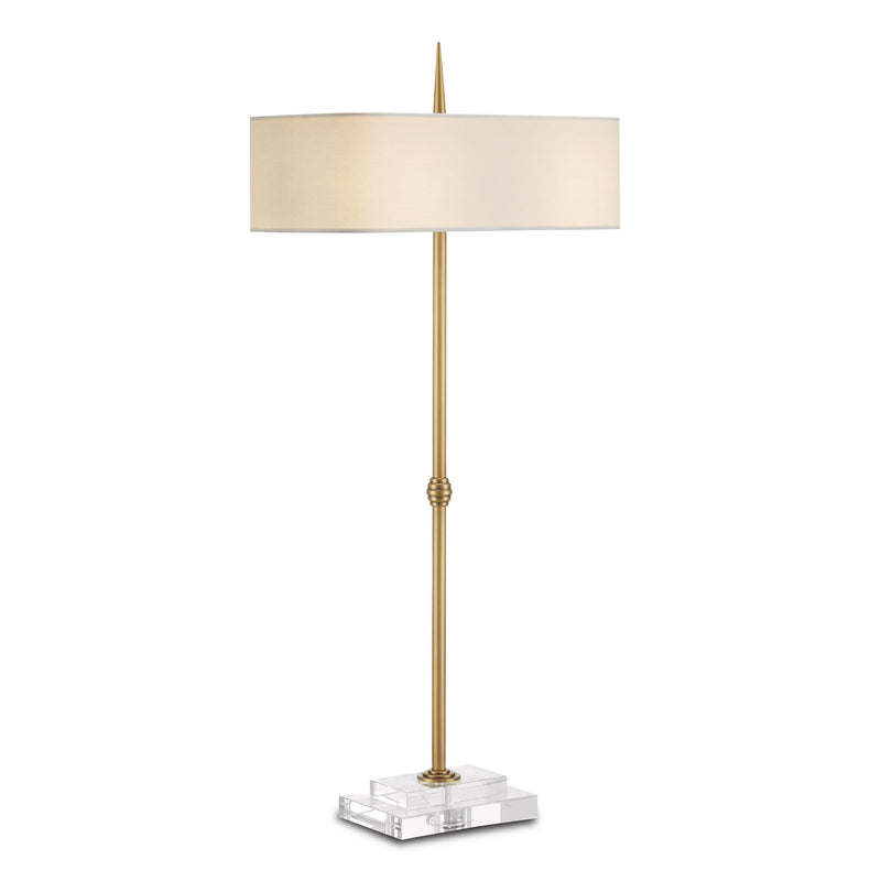 Currey and Company 6000-0833 Two Light Table Lamp, Antique Brass/Clear Finish-LightingWellCo