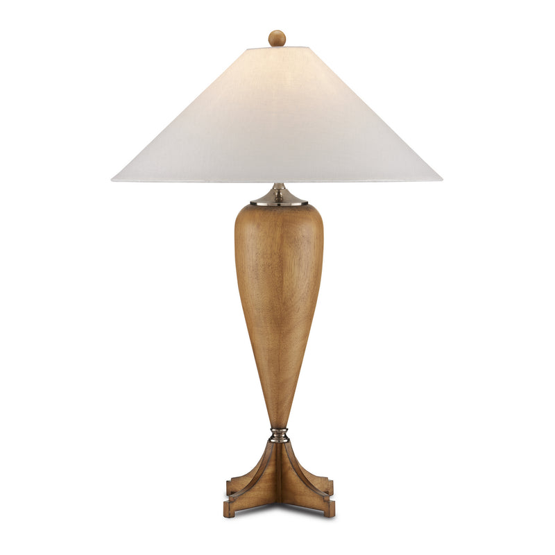 Currey and Company 6000-0837 One Light Table Lamp, Natural Wood/Antique Nickel Finish-LightingWellCo