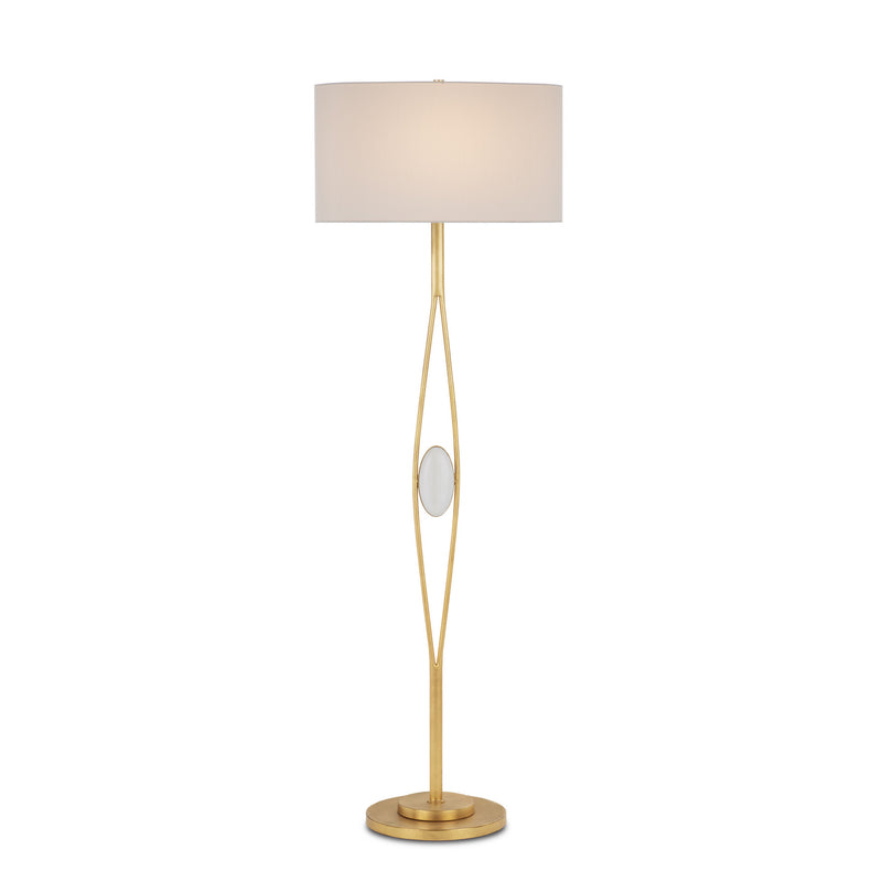 Currey and Company 8000-0121 One Light Floor Lamp, Gold Leaf/White Finish-LightingWellCo